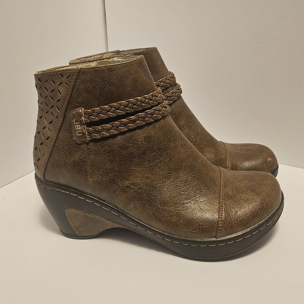 JBU Brown Ankle Booties with Braided Detail